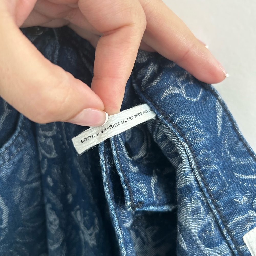 rag & bone Blue Paisley Wide Leg Jeans - Picture 5 of 5